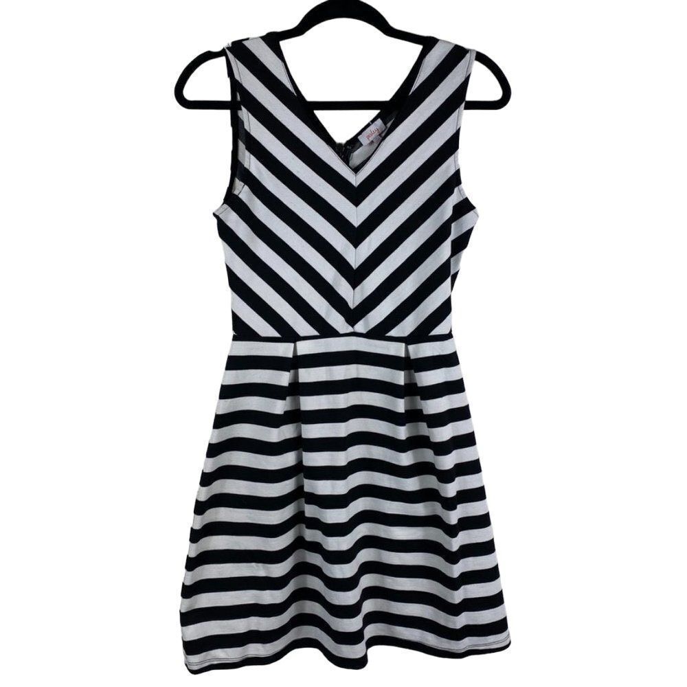 Pixley black and white stripped dress- size s